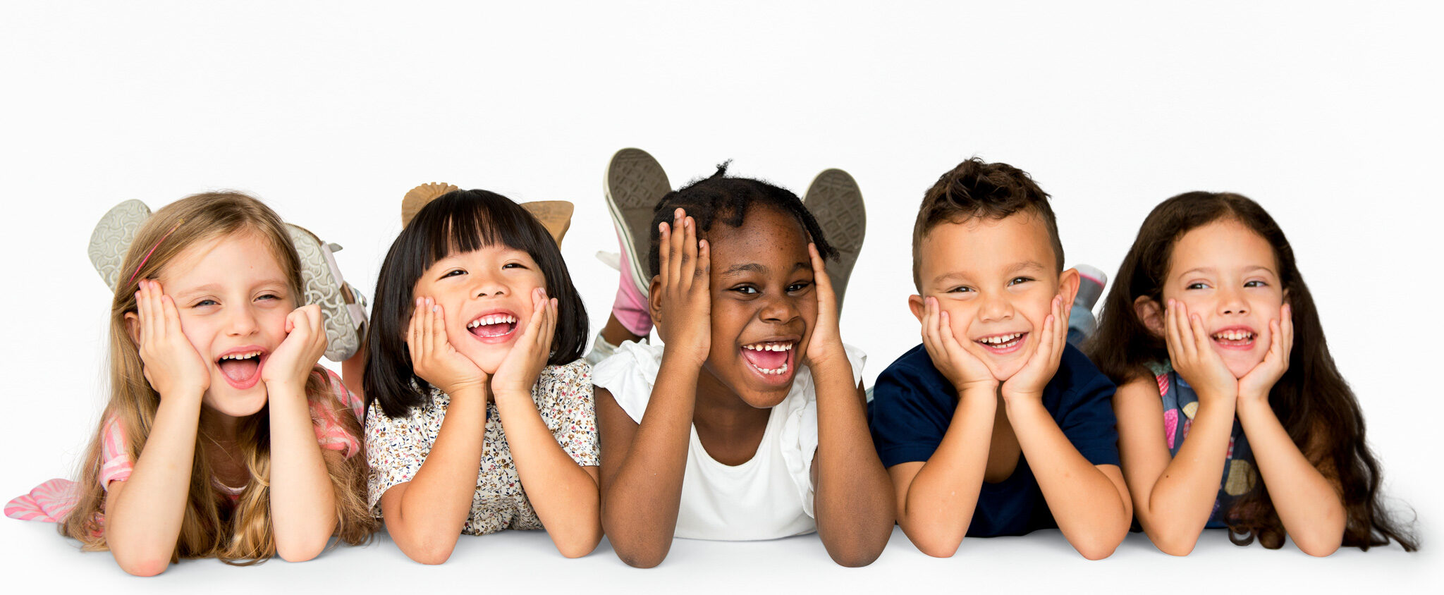 Group of diverse cheerful kids